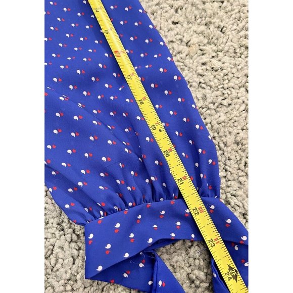 VINTAGE RETRO MOD 70s LORAC ORIGINAL BLUE POLKA DOT DRESS UNION MADE SIZE M L - Picture 7 of 7